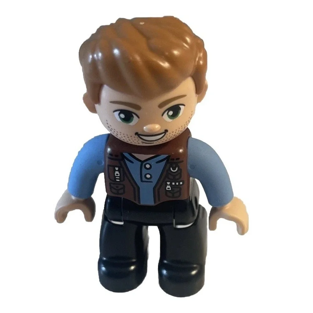 LEGO Minifigure Owen Grady Jurassic World Brown Vest Green Eyes Stubbled